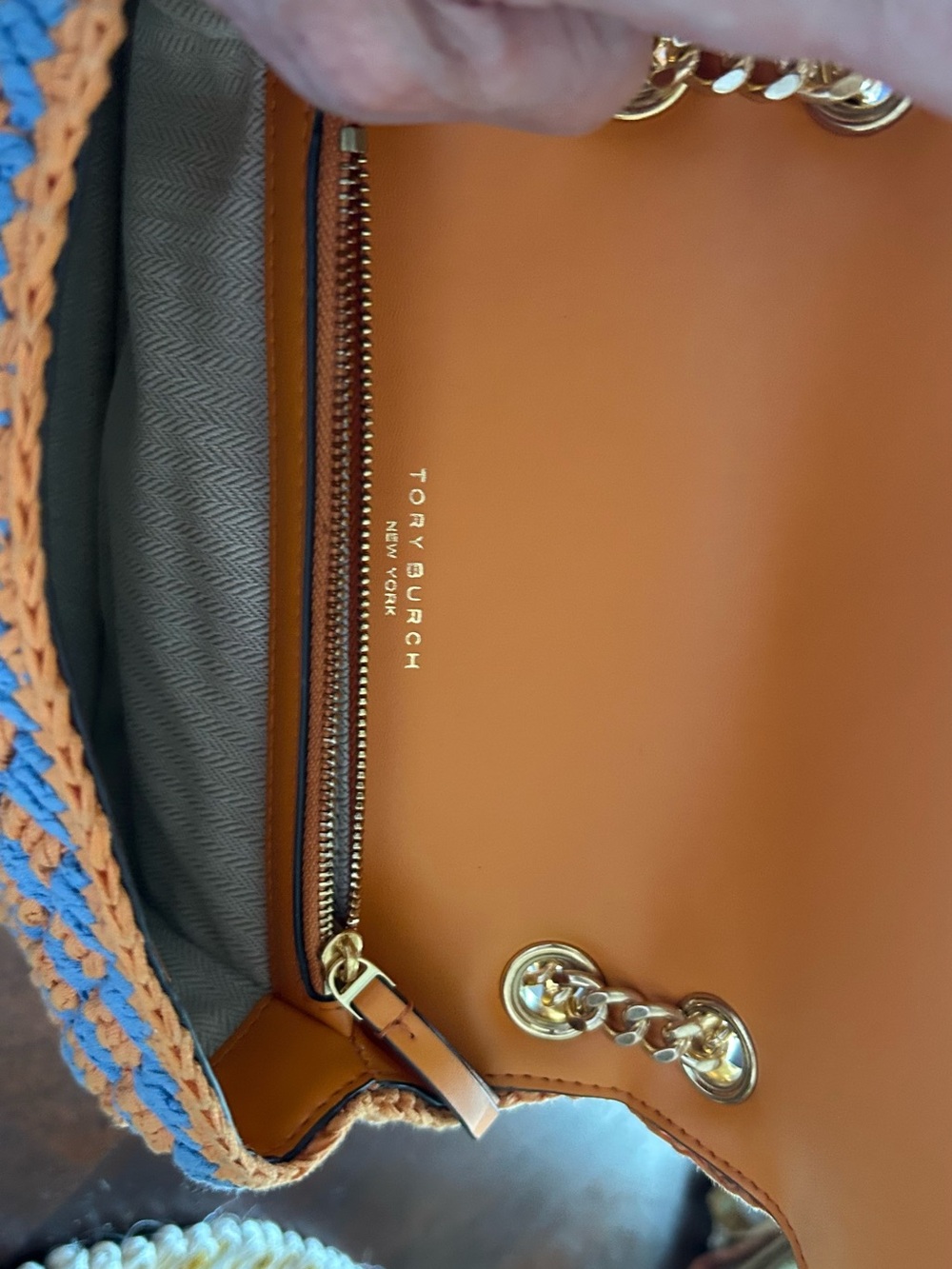 Tory Burch Blue and Orange Crochet Chain Shoulder Bag kira - Picture 7 of 10